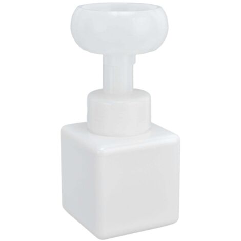 Flacon mousseur carré en plastique PETG blanc de 250 ml, en forme de fleur, pour emballage cosmétique.