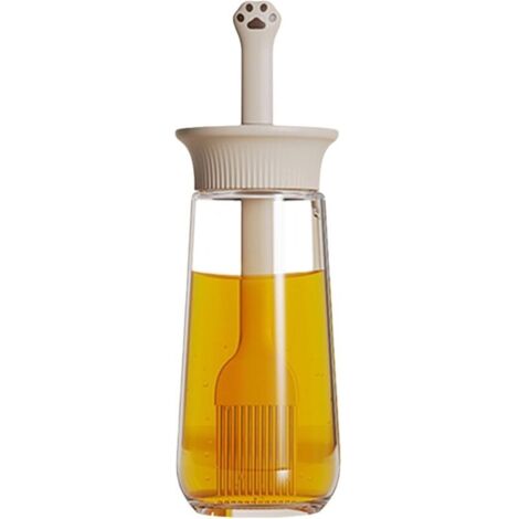 Flacon pinceau à huile – Flacon distributeur d'huile avec brosse Pinceau à badigeonner en silicone Flacon applicateur d'huile d'olive 2 en 1 multifonction en verre pour la cuisine