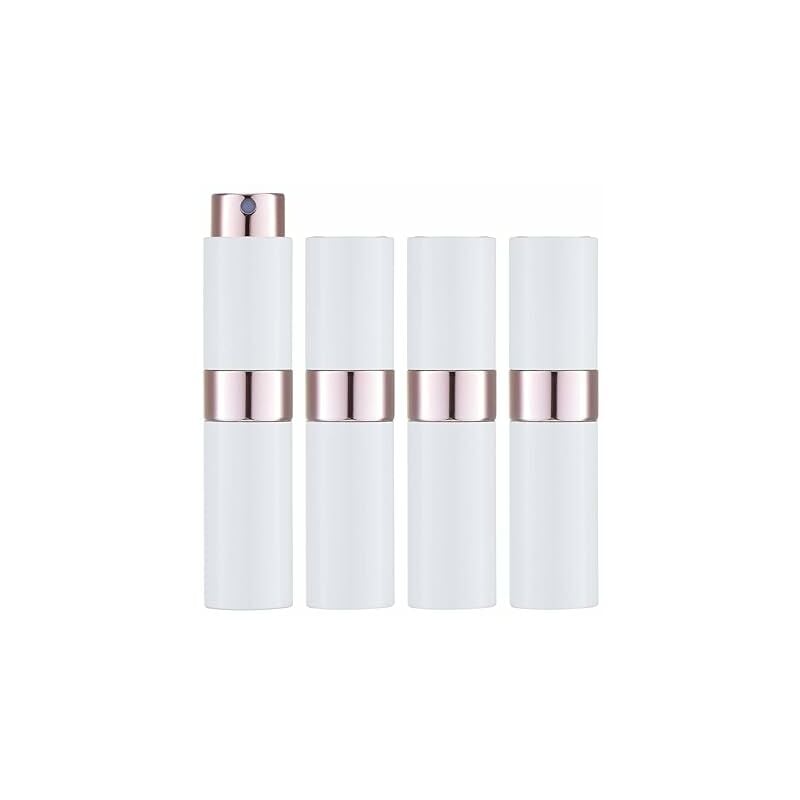 Xinuy - Flacon vaporisateur de parfum 8 ml pour voyage (4 pièces), distributeur de cologne vide rechargeable, pulvérisateur portable (blanc)