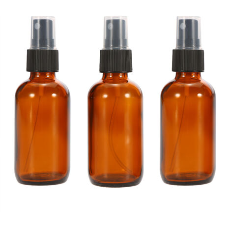 Flacon vaporisateur en verre ambré noir à brume fine 50 ml, lot de 3, pour huiles essentielles, parfums et produits chimiques.