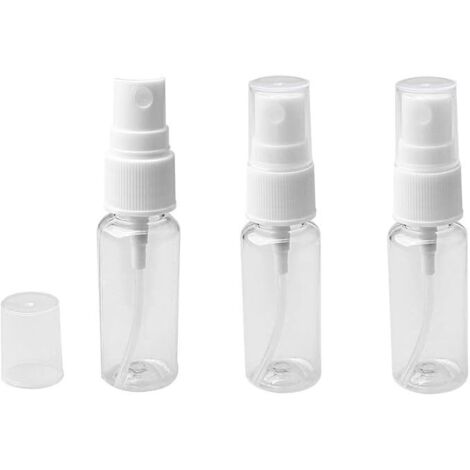 Flacon vaporisateur transparent de 20 ml à brume fine, en plastique PET sans BPA, rechargeable et vide, avec bouchon à clapet.