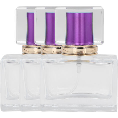 Flacon vide rechargeable en verre 30ml - Atomiseur parfum cosmétique violet - Lot de 3 pièces