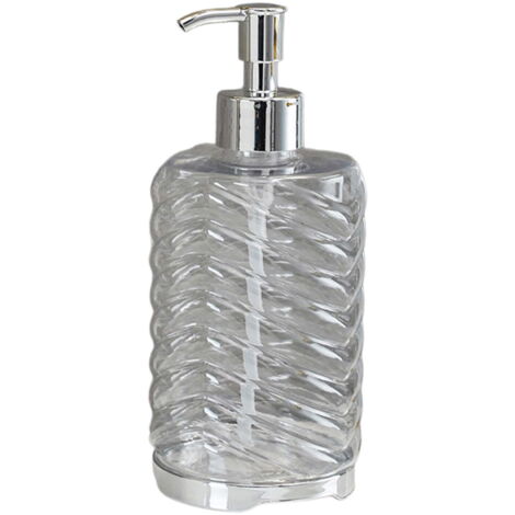 Flacone dispenser di gel igienizzante mani in plastica da 420 ml – Bianco trasparente, con pompa, a prova di perdite, adatto per lavandini di bagno/cucina/WC (17,3 x 7,3 x 7,3 cm)