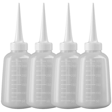 flacons doseurs de colle robustes, flacons souples en plastique avec embouts pour une application précise de colle et de lubrifiant.