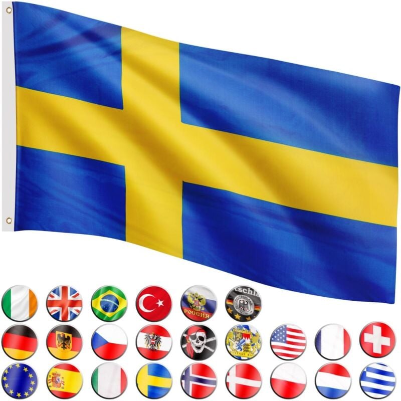 Bandiera, 30 bandiere diverse tra cui scegliere, dimensioni 120 cm x 80 cm, Svezia - Flagmaster