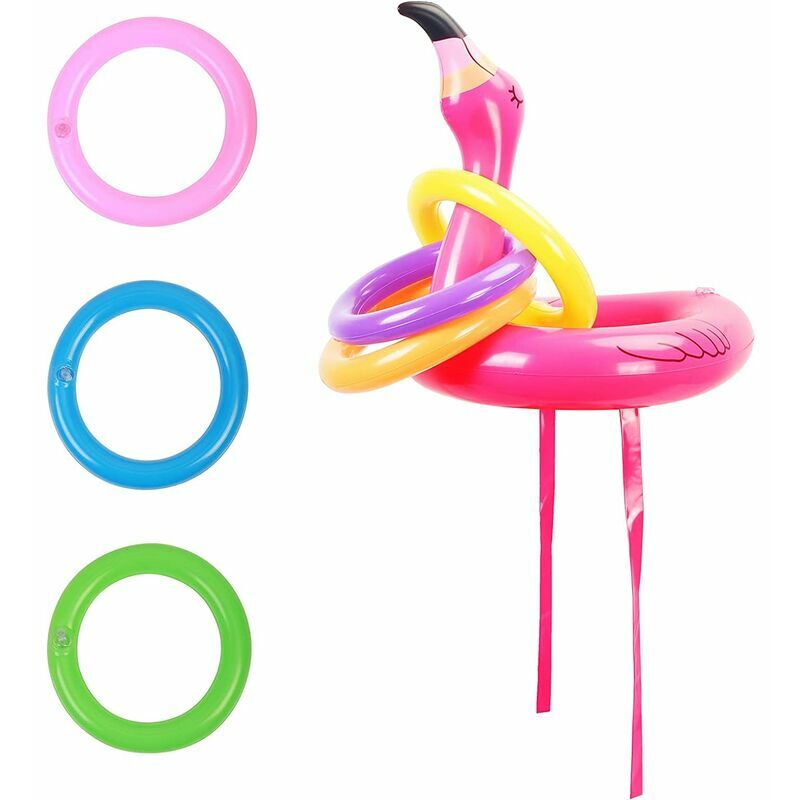 Flamant Gonflable Jeu De Tir Fête Chapeau Gonflable Flamingo Anneaux Jeu De Tir en Plein Air Intérieur Parents Enfants Jeux Piscine Hawaii Game avec