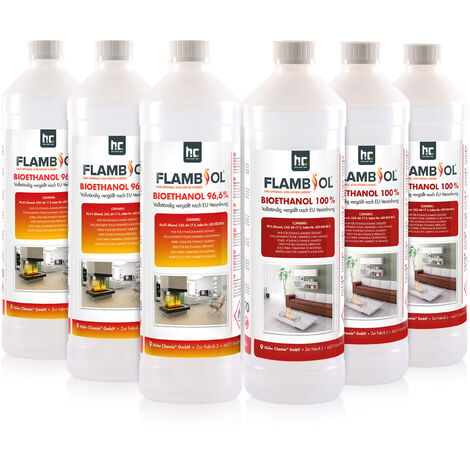 HÖFER CHEMIE GMBH FLAMBIOL® Probierset 3x 1l Bioethanol 96,6% + 3x 1l Bioethanol 100%