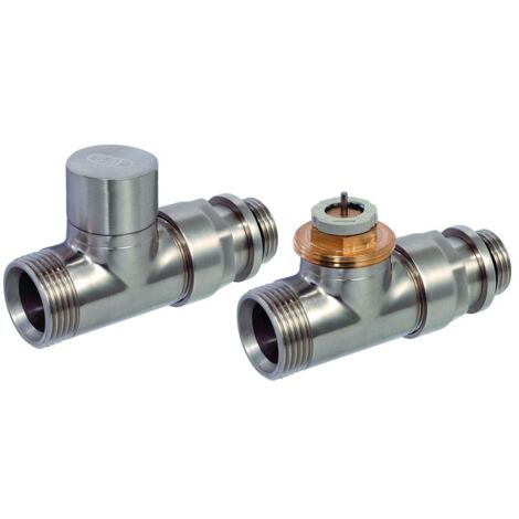 Flamco Design Thermostat-Ventil-Set Durchgang D3805 G 1/2" Außengewinde x G 3/4" Außengewinde Eurokonus, Messing, Edelstahl