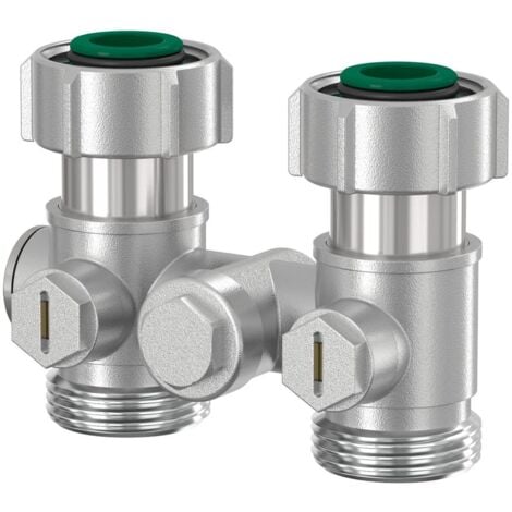 Flamco Exclusiv Durchgang Einrohr-Hahnblock D2/50 G 3/4" Innengewinde x G 3/4" Außengewinde Messing vernickelt mit Konus