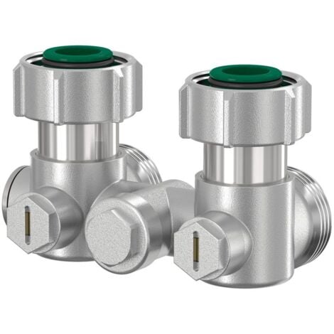 Flamco Exclusiv Eck Einrohr-Hahnblock E2/50 G 3/4" Innengewinde x G 3/4" Außengewinde Messing vernickelt mit Konus