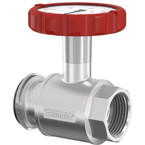 Flamco Pumpen-KH m. Thermometergriff, rot DN32 G1 1/4i PN16 MS vern., F10130
