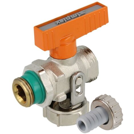 Flamco Robinet à tournant sphérique KFE Passage, Solar G1/2a PN16 MS vern. avec raccord de tuyau, F10648