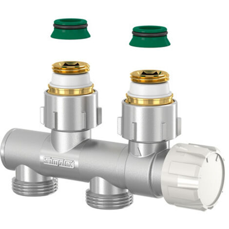 Flamco Ventilarmatur Variocon, schwenkbar G 3/4" Innengewinde x G 3/4" Außengewinde Messing vernickelt mit Nippel, Konus