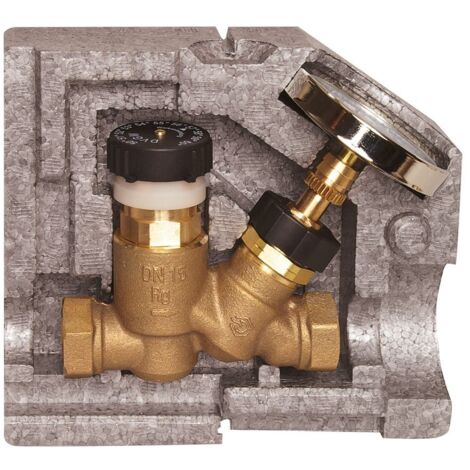 Flamco Zirkulationsventil DN 15, 50-60 Grad C Muffe-Muffe, Isolierung und Thermometer