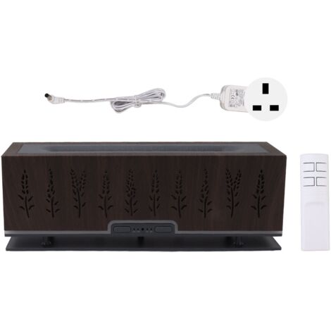 Flame Aroma Diffuser Air Humidifier 3D Flame Hollow Home Office Ambient Night Light Aroma Diffuser 100‑240V Dark Wood Grain UK Plug