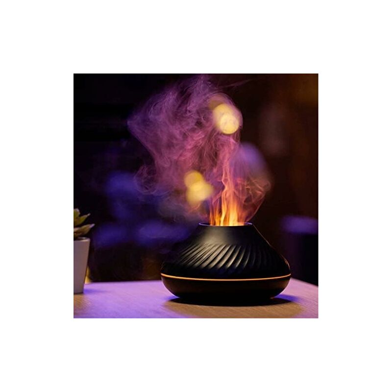 Flame Aroma Diffuseur d'huiles essentielles humidificateur 7 Couleurs de Flamme, pour la Maison, la Chambre, Le Yoga, Le Bureau, avec Protection