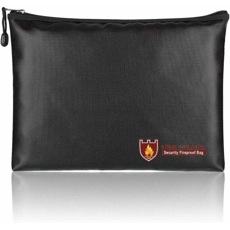 Hoopzi - Flame Retardant Document Bag, Waterproof Document Bag, Lipo Safety Bag, Fire Safety Bag (Black, 24x34cm)