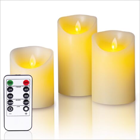 Flameless LED Candle Lamp, 3 pcs Warm White and Multicolor Real Candles Battery Operated RGB LED Candle with Remote Control Timer for Indoor Outdoor Wedding Decoration [Energy class A +]