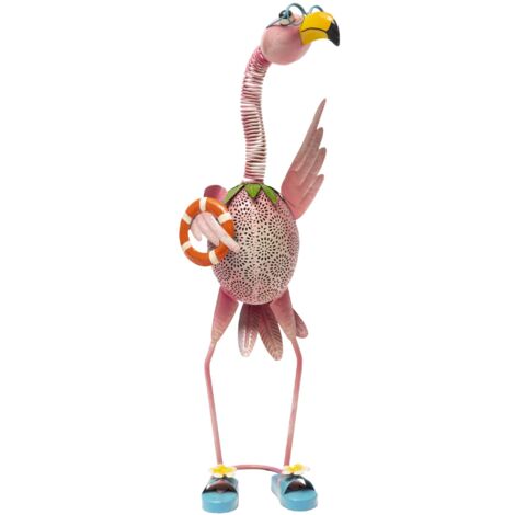 Flamenco rosa solar 1 LED color  H 48,5 cm