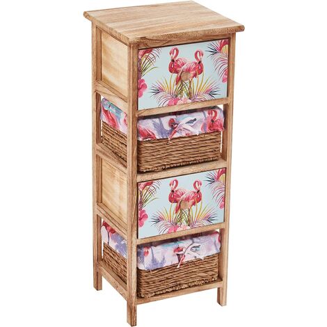 Cherry Tree Furniture Flamingo Pattern 2 Drawer 2 Basket Wooden