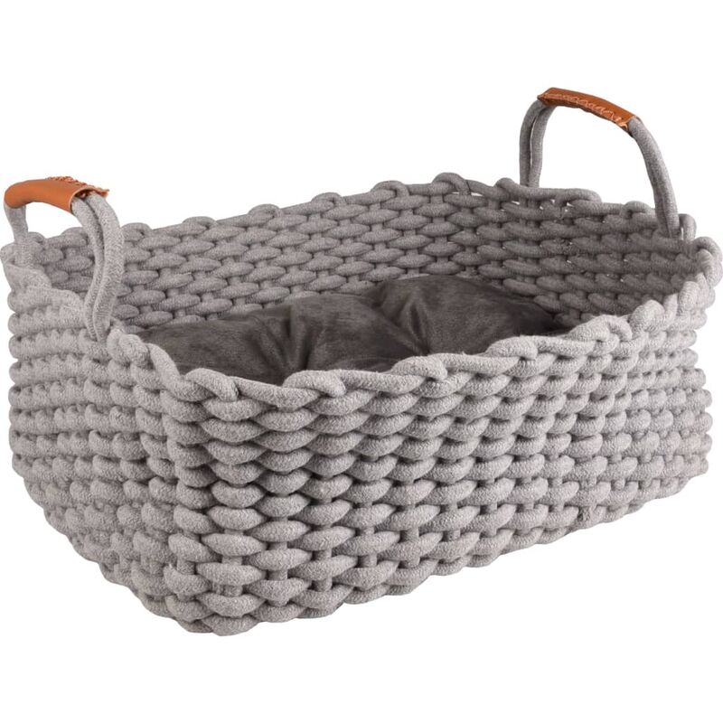 

Cesta de mascotas y cojín Enya rectangular gris 45x32x18 cm - Gris - Flamingo