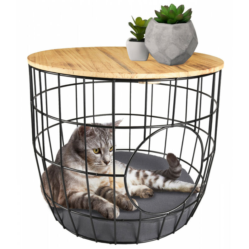 

Cesta ø 50 x H 40 cm. malla metálica. negra. para gatos