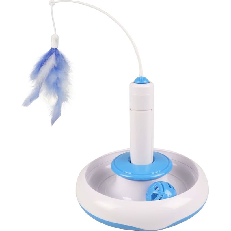 

FLAMINGO Plato de juguete para gatos con pluma con bola 18 cm - Blanco
