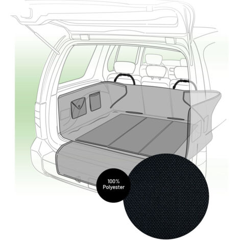 Flamingo – Protège coffre de voiture pour chien Aiko noir – Matériau Oxford robuste – Dimensions 160x121 cm – Fixation facile à l'appui-tête