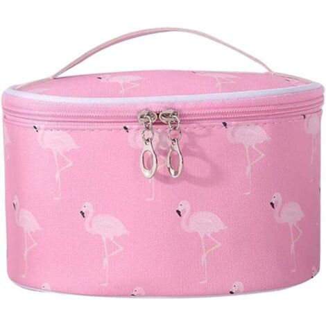 Flamingo PU Cuir Portable Travel Lady Sac Cosmétique Imperméable (Rose)