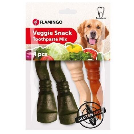 Flamingo Snacks Dentales Veggies Pasta de Dientes 13 cm - 4 uds