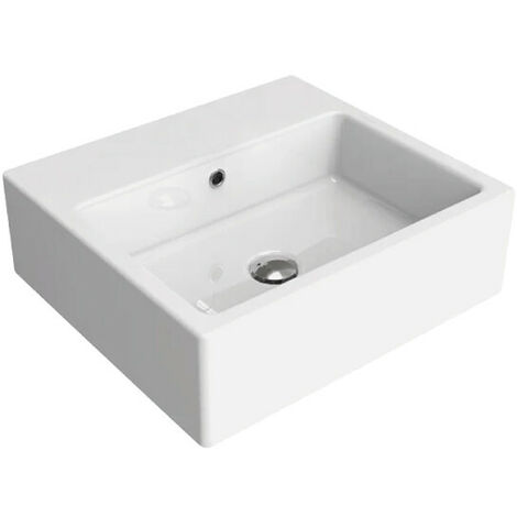 FLAMINIA - ACQUALIGHT LAVABO 50 CM. DA APPOGGIO O SOSPESO, CON TROPPOPIENO, BIANCO 5058