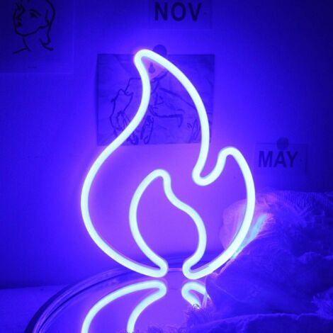 Flammen-Neonschilder zur Wandmontage, blaue LED-Neonschilder, die die