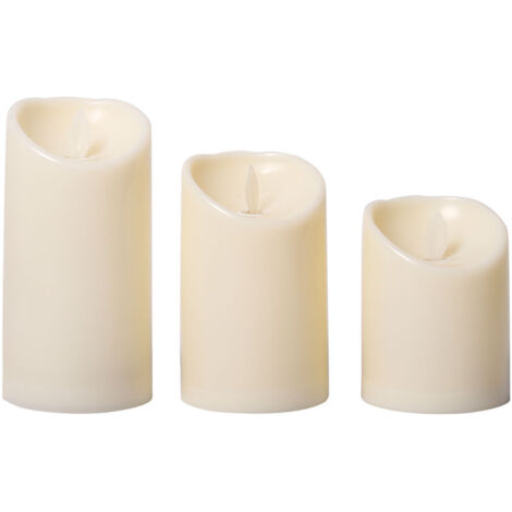 Flammenlose LED-Kerzen, 3er-Set, Warmweiß + RGB, realistisch flackerndes Wachs, flammenlose künstliche Kerze