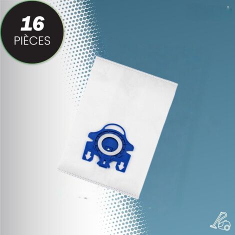 FLAMMKRAFT-Compatible avec les aspirateurs Miele GN : Sacs à poussière 3D en non-tissé (Lot de 16) — Bleu
