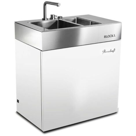 Flammkraft Outdoor-Küchenmodul BLOCK L Elfenbeinweiß Waschbecken Grill