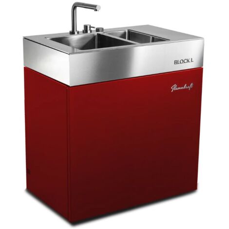 Flammkraft Outdoor-Küchenmodul BLOCK L Rubin Waschbecken Grillmodul BBQ