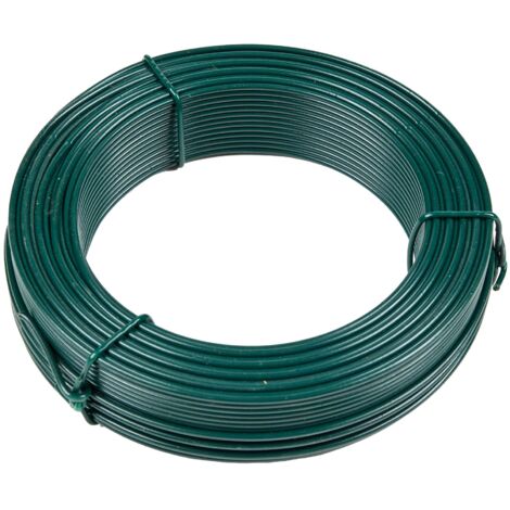 Flandria Filo di Ferro plastificato Verde Ø2,4mm rotolo 50m Filo metallico rivestito in PVC per legatura giardino, filo tensione recinzione, fai da te