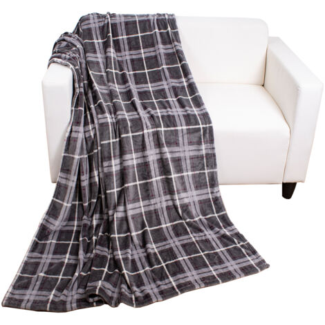 Flanell Kuscheldecke Karo 150x200cm-M995469-Grau