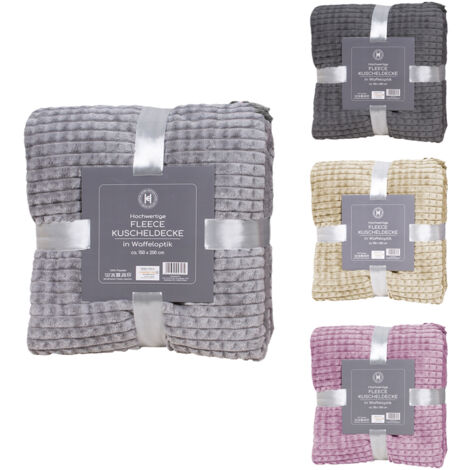 Flanell Wohndecke Waffeloptik 150x200cm bedruckt-M943132-Rosa-var