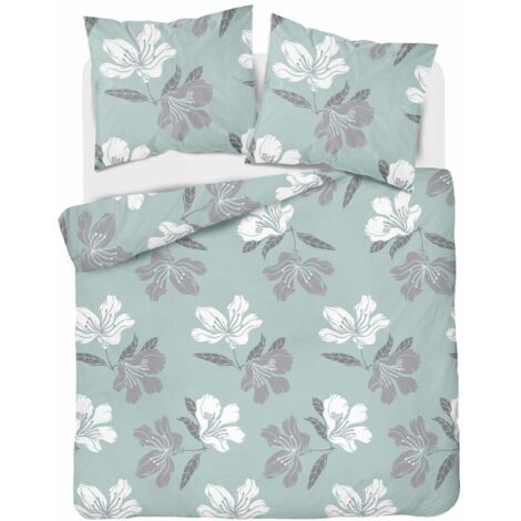 Flanellbettwäsche 220x200 Blumen Hellmint