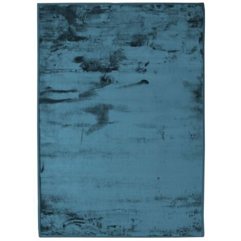 FLANELLE - Tapis extra-doux effet velours bleu foncé 160x230 - Bleu