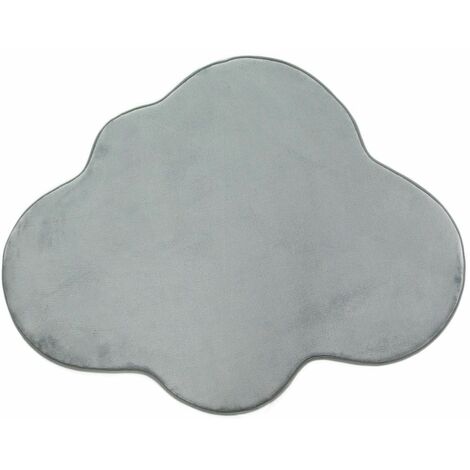 FLANELLE - Tapis forme nuage extra-doux gris clair 90x70 - Gris