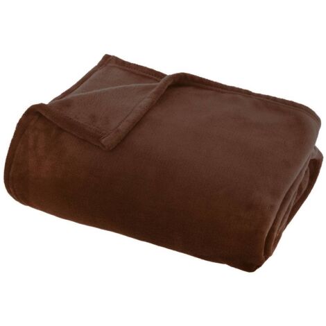Flanellplaid Ollis Tonkabraun 180x130cm - Atmosphera créateur d'intérieur