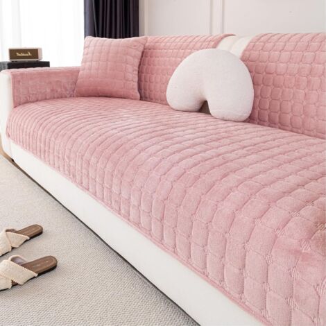 Flannel Sofa Cover Velvet 1-, 2-, 3-, 4-Seater Sofa Protector Non-Slip L-Shape Sofa Throw, Couch Cover Corner Sofa, Sofa Cover U-Shape, Pets Dog Sofa Throw Sofa Protection, Throw Blanket, Pink