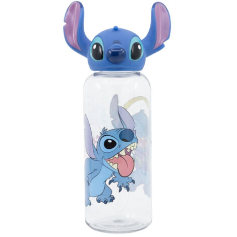 Flasche de wiederverwendbare Wasserflasche für Jungen und Mädchen de Kunststoff mitKinderdesign mitKappe de Figur 3D und Fassungsvermögen de 560 ml de Stitch