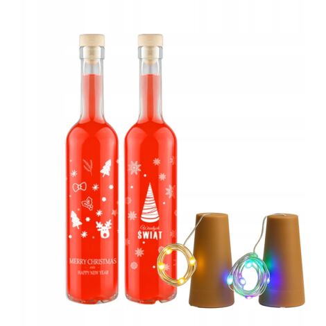 Flasche + LED-Verschluss mit Weihnachtsmotiv Futura 500 ml – als Geschenkdekoration