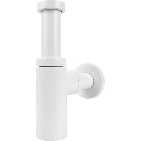 Flaschen-Spülbeckensiphon, Messing, weiß, 5/4"