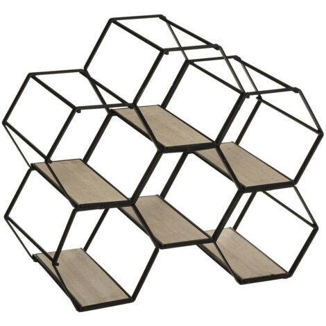 Flaschenhalter - 6 Flaschen Arty - Metall und Holz - schwarz - 26x29 -5 cm