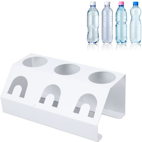 Flaschenhalter mit 3 Löchern, Silikonmatte, Abtropfhilfe und weißem Ablagefach – Material: Eisen und Silikon – Maße: 30 x 15 x 12 cm