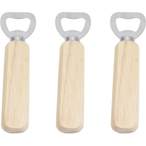 Flaschenöffner 3er Set - Naturholz - Für Zuhause, Kneipe, Outdoor, Herren - Holzfarbe - 3 Stück